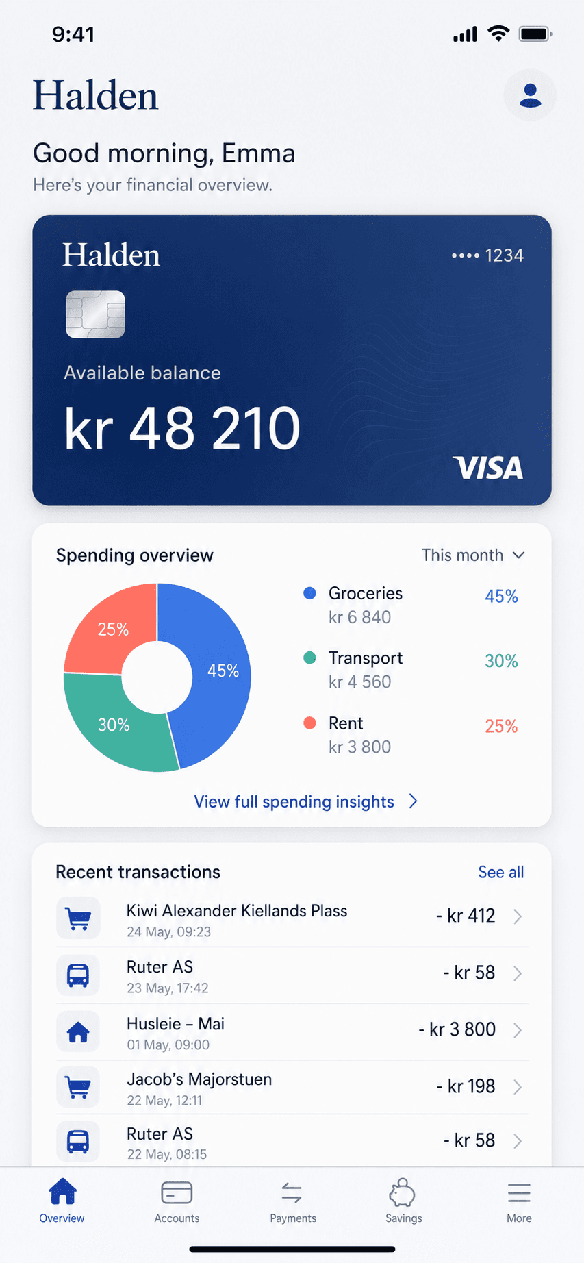 Halden — illustrative app screen